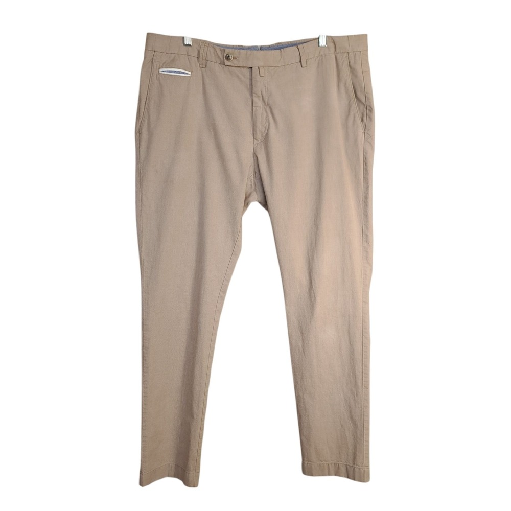 HACKETT London Chino Pants Size 38R Beige Zip Fly Slim Fit 100% Cotton‎